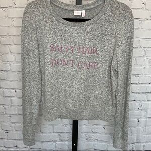 Make + Model Gray Salty Hair Don't Care Sweater
